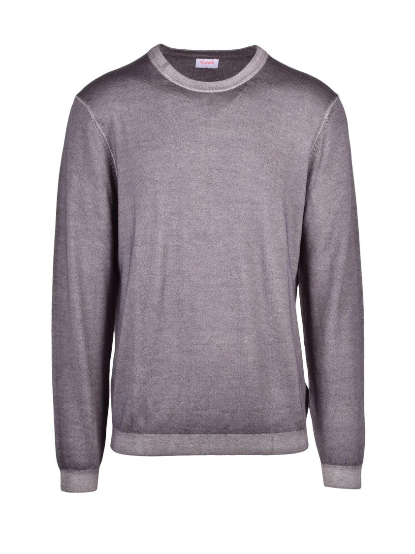 Sun68 Crew Neck Sweater In Fine Merino Wool
