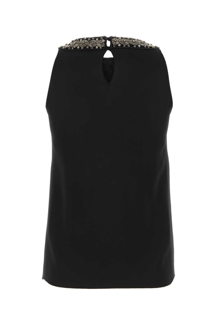 Alberta Ferretti Black Satin Tank Top