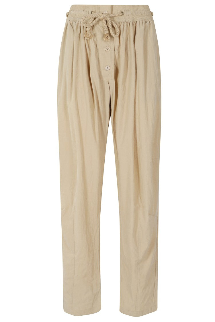 Isabel Marant Beige Falcona Gd Drawstring-Waist Straight-Leg Tencel-Blend Pants