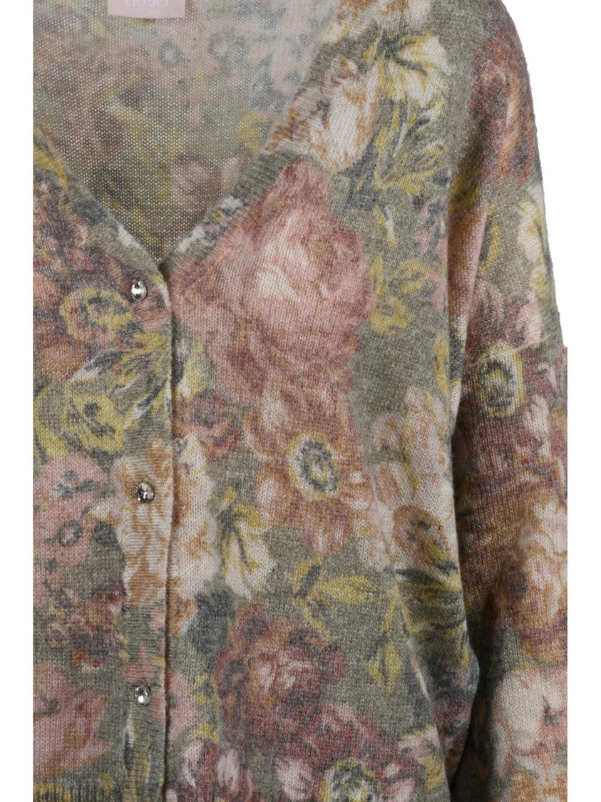 Liu Jo Multicolor Floral Pattern V-Neck Cardigan