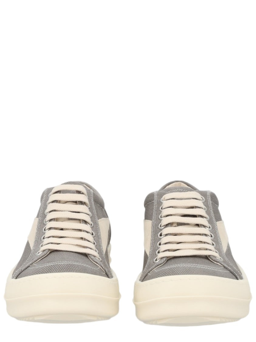 Drkshdw By Rick Owens Charcoal Textured Cotton Low-Top Sneakers