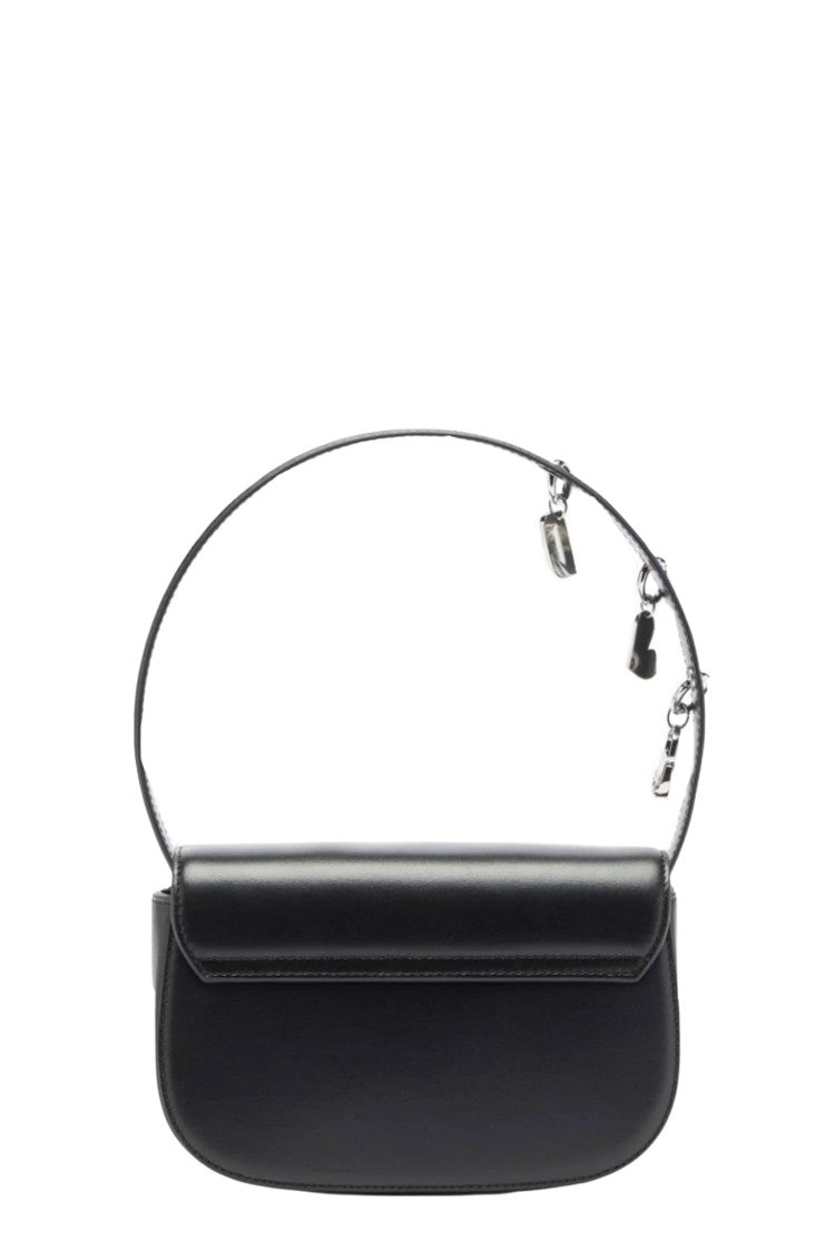 Diesel Black 1Dr Oval D Charm Leather Shoulder Bag