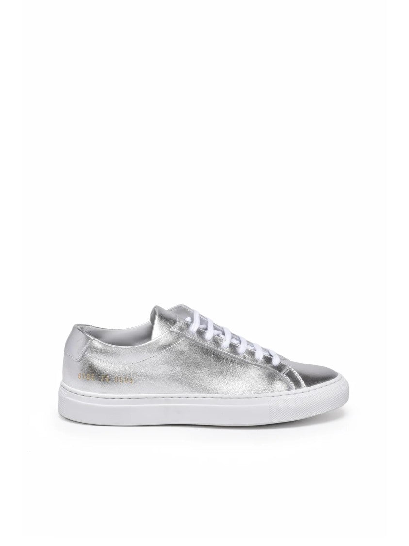 Woman By Common Projects Silver Achilles Metallic Leather Low-Top Sneakers