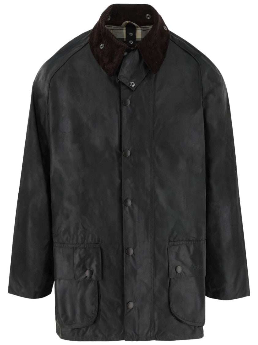 Barbour Dark Green Waxed Cotton Velvet Collar Coat
