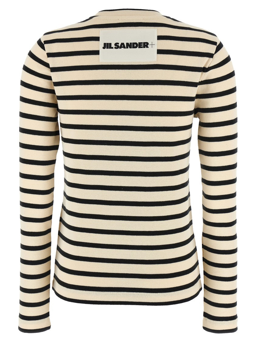 Jil Sander Striped Cotton Knitwear With Logo Detail