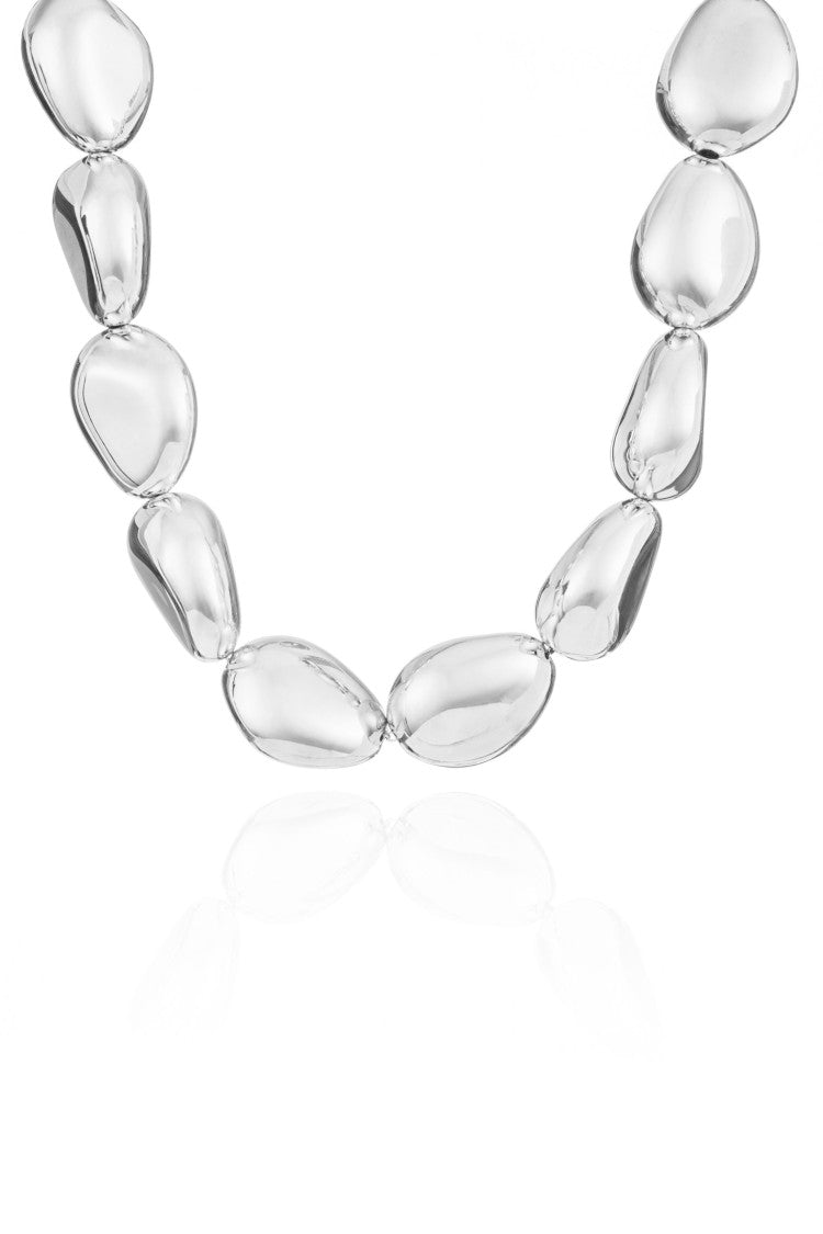 Federica Tosi Silver Lace Stone Organic Polished Bead Bronze Necklace