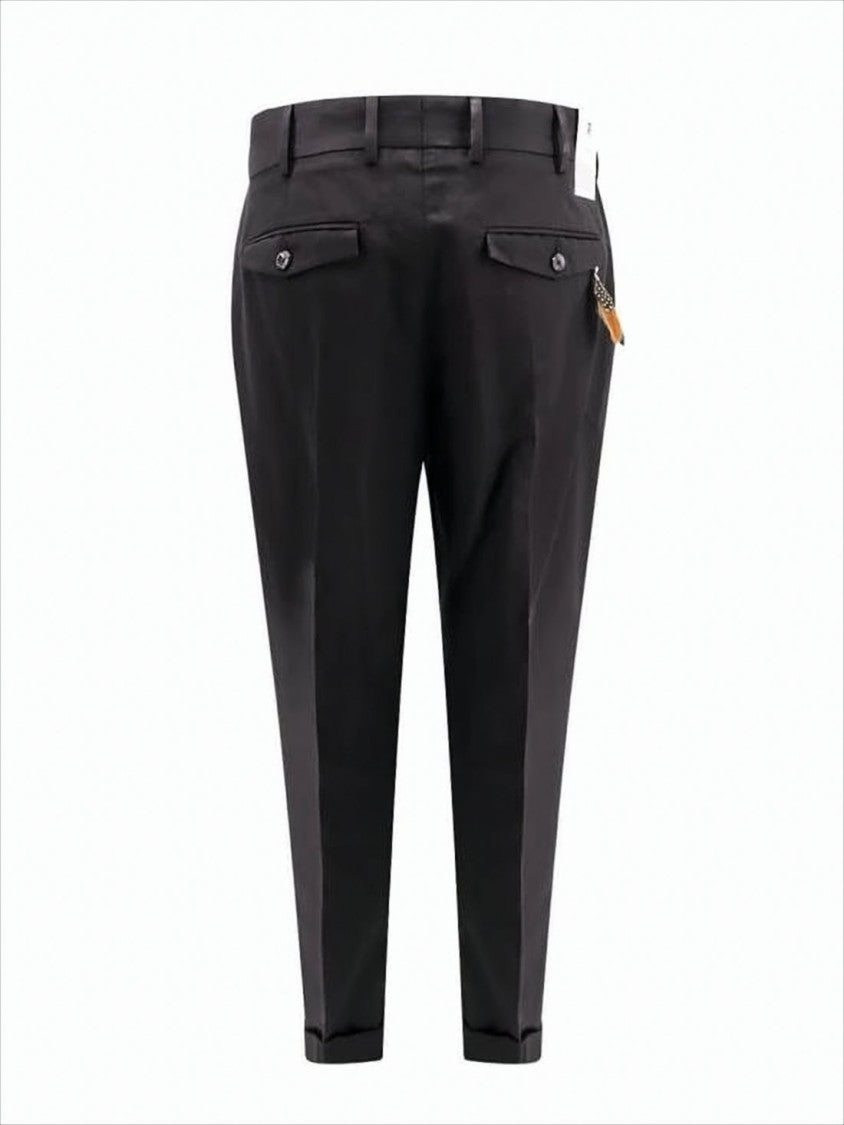Pt Torino Tailored Black Suit Pants With Cropped Length And Feather Charm
