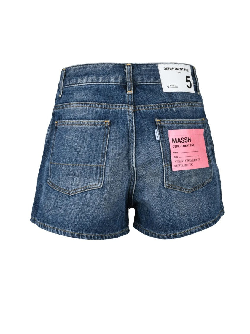 Department 5 Blue Faded Wash Denim Shorts
