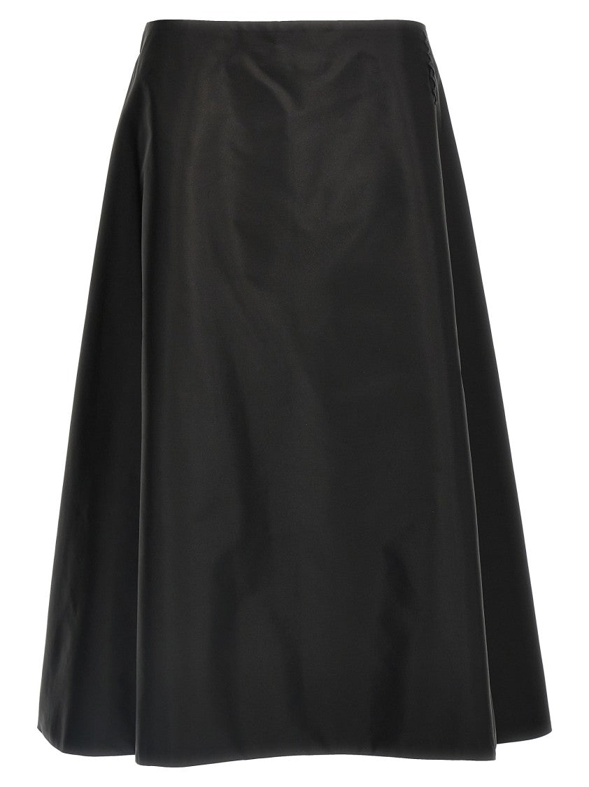 Marni Flowing Black Nylon Skirt With Embroidered Logo