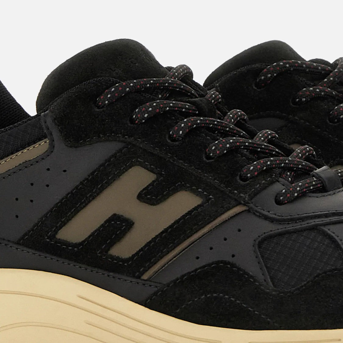 Hogan Black Suede Mesh Chunky Sole Sneakers