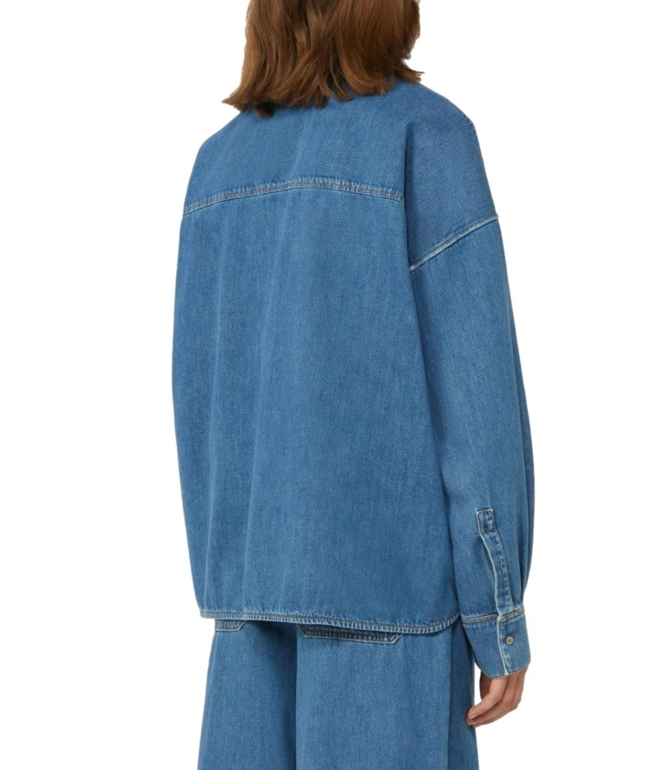 Max Mara Clean Blue Cotton Linen Shirt