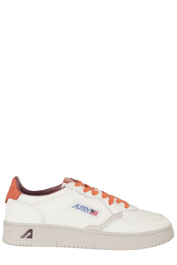 Autry Cream Orange Medalist Low Leather Sneakers