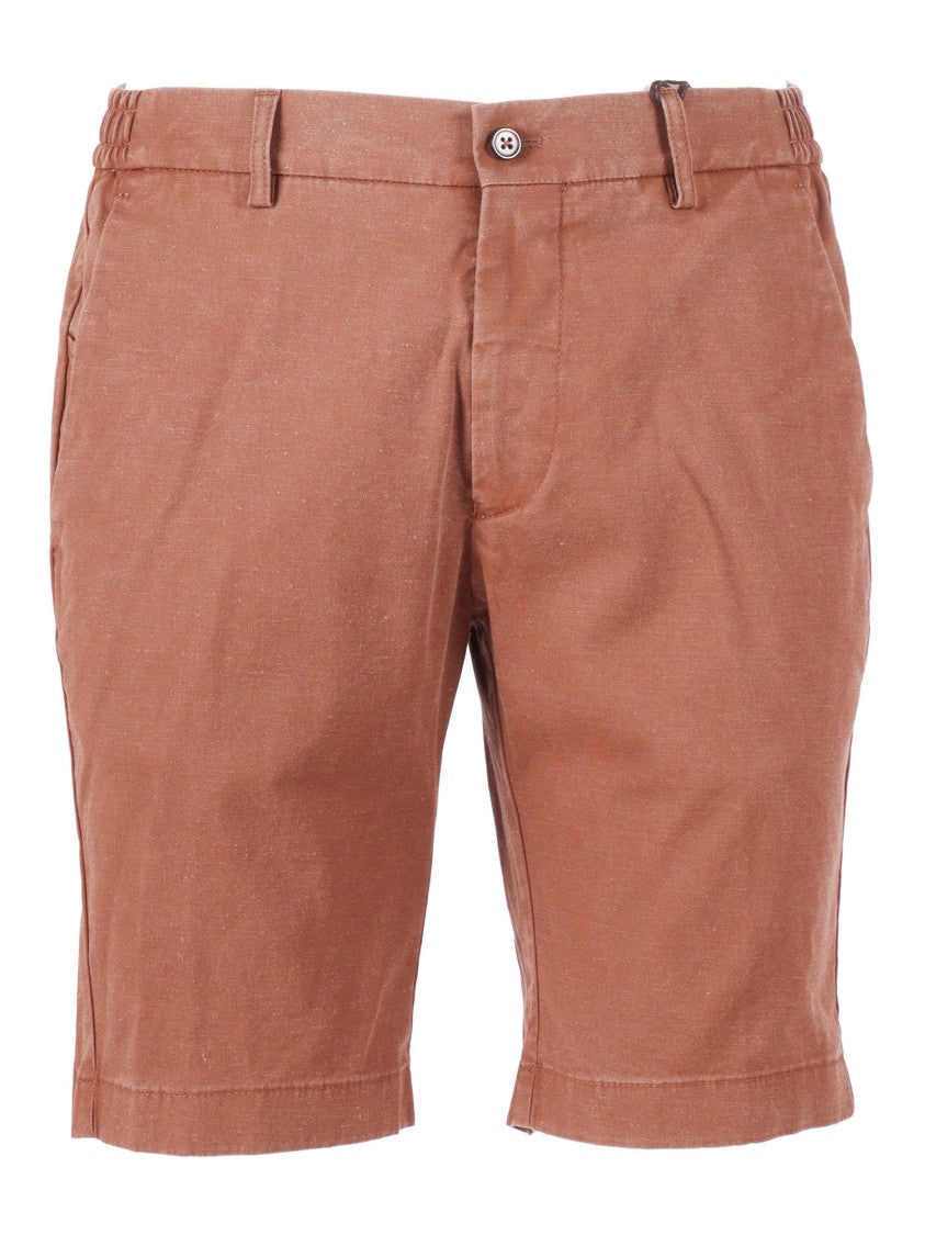 Berwich Brown Button Closure Tailored Shorts