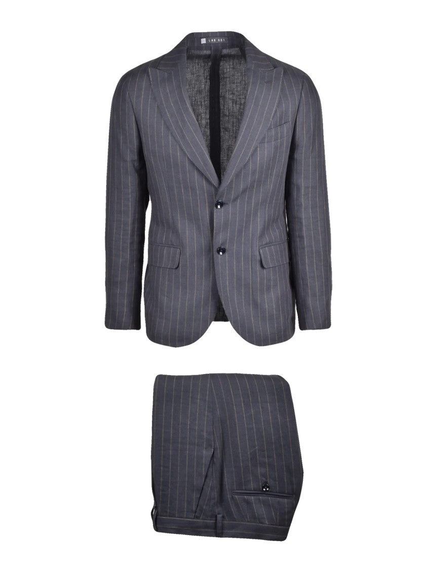 Lab 001 Grey Linen Pleated Formal Suit