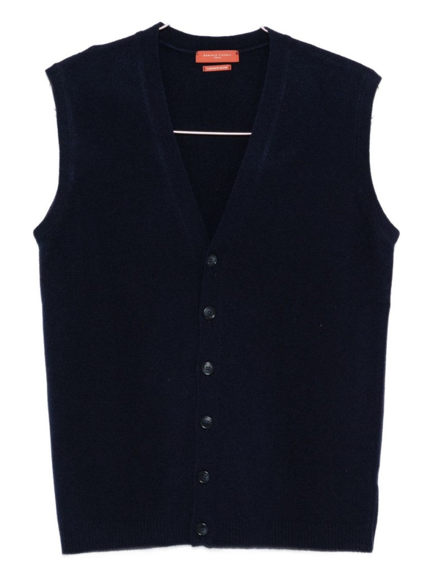 Daniele Fiesoli Sleeveless Knit Vest With Deep V-Neck