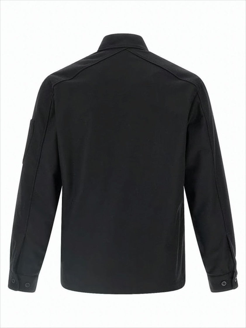 C.P. Company Structured Black Wool Jacket With Button-Up Front