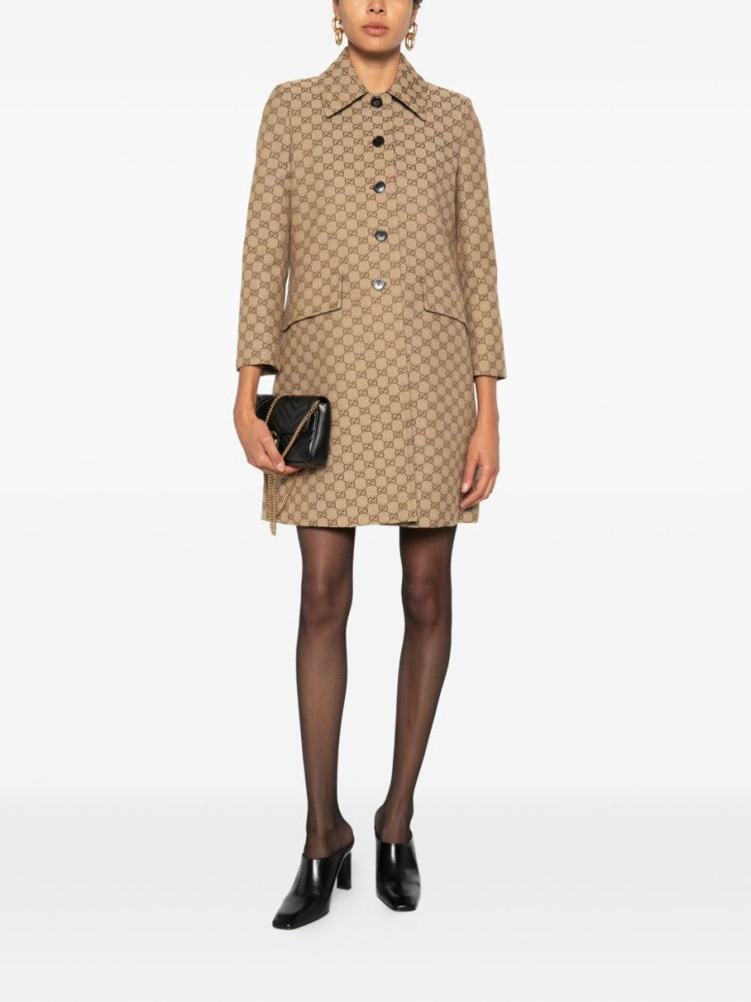 Gucci A-Line Monogram Structured Coat
