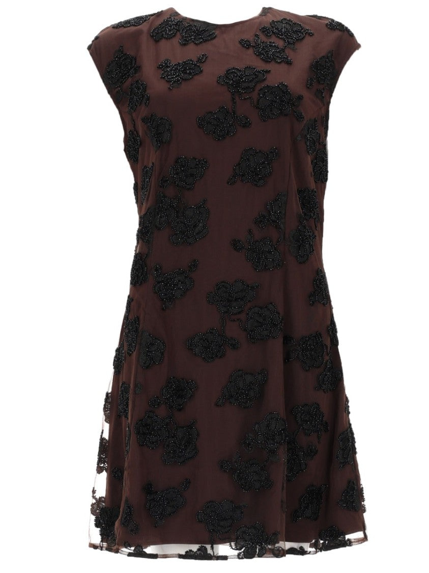Rotate Birger Christensen Fitted Cap Sleeves Appliqué Dress