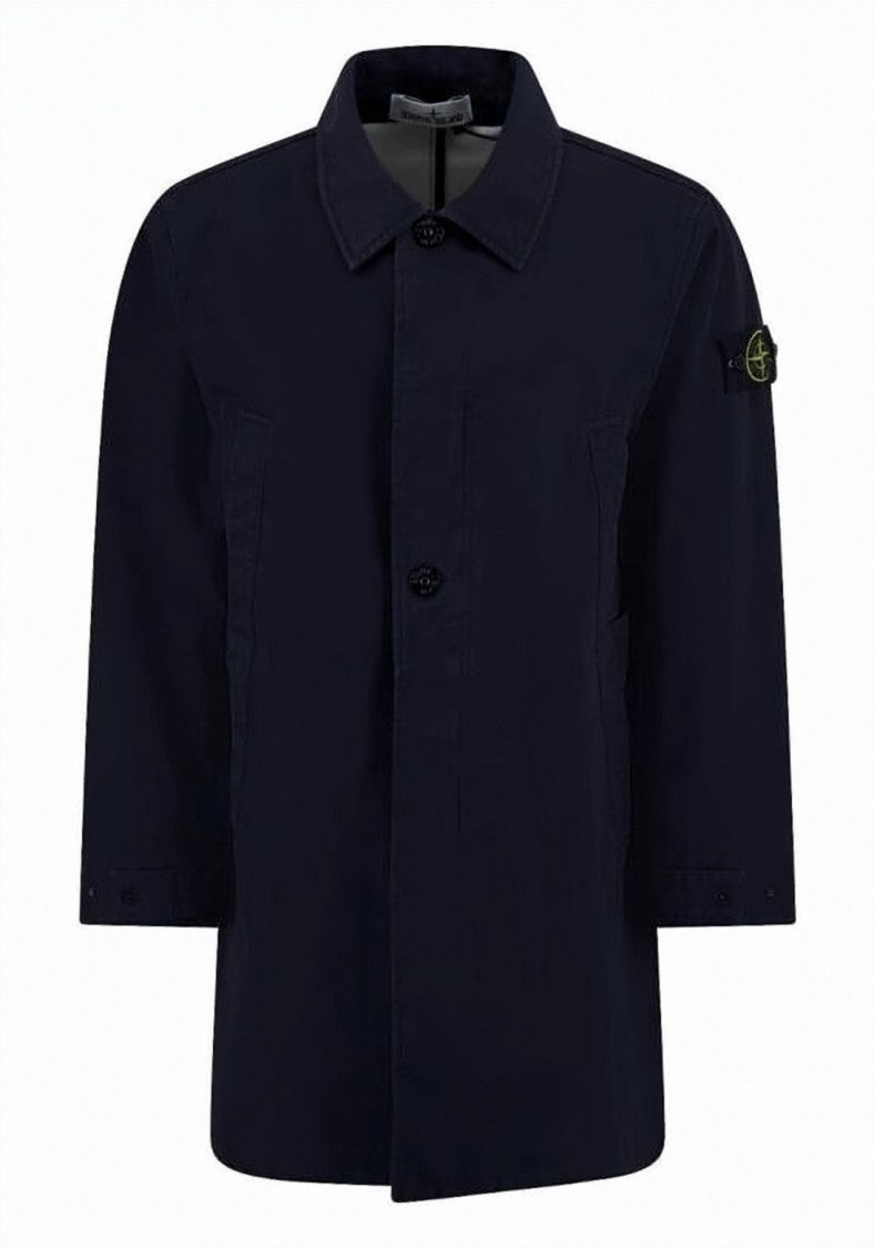 Stone Island Structured Blue Cotton Stone Island Coat