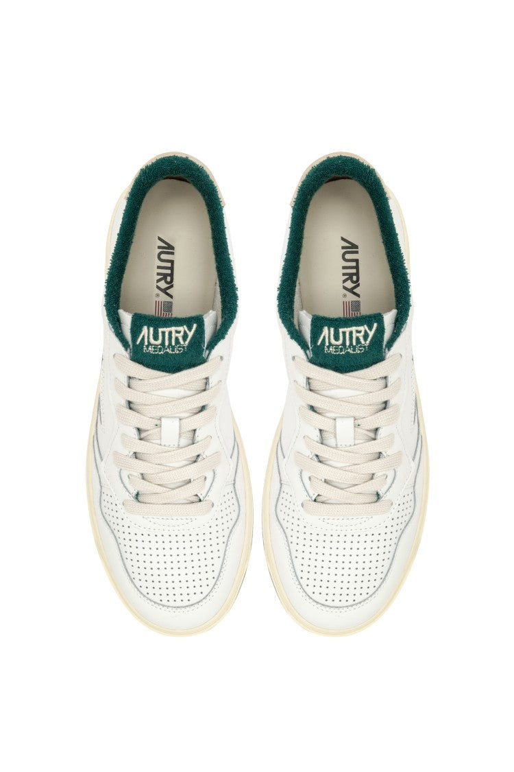 Autry Medalist Leather Sneakers With Green Sponge Details