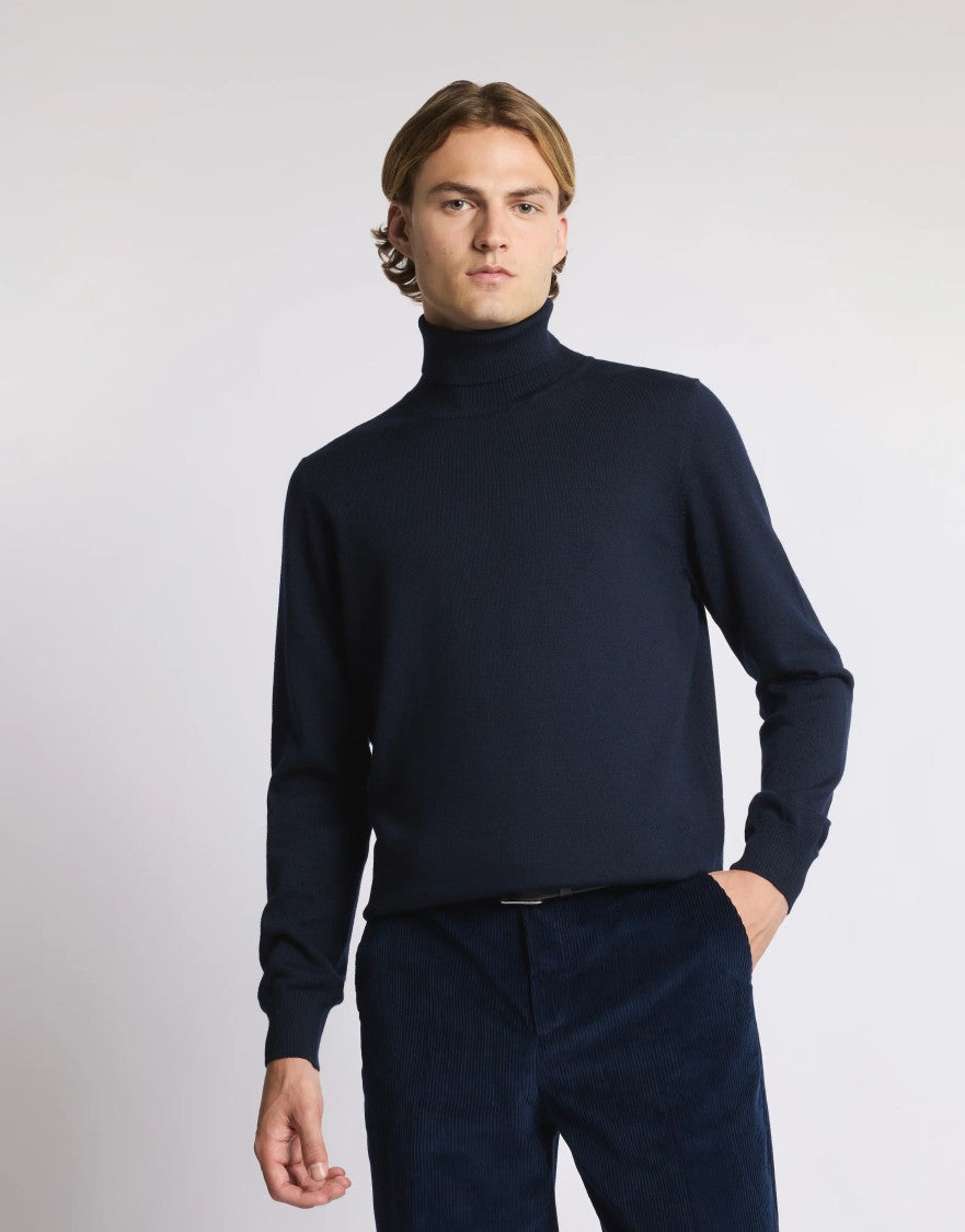 Fay Timeless Navy Blue Turtleneck Sweater