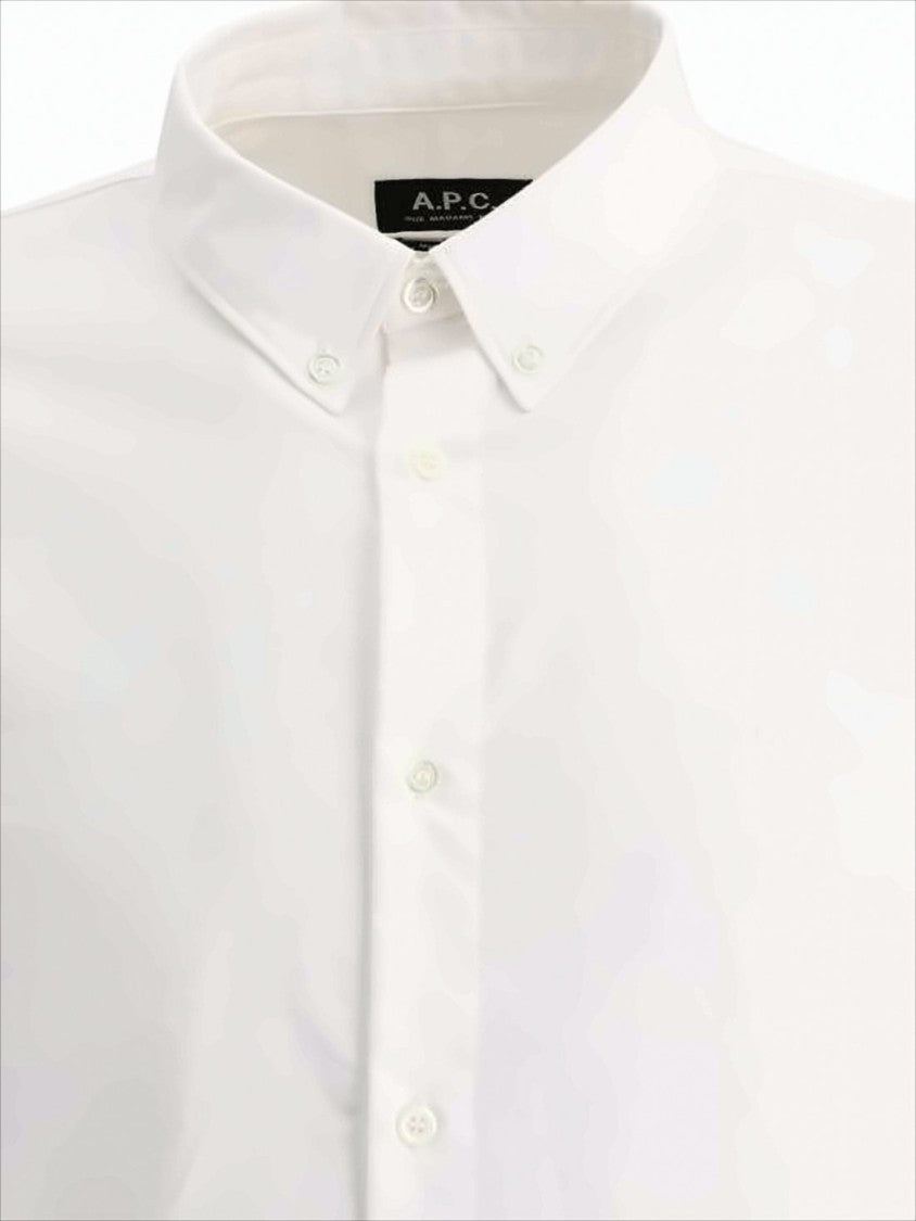 A.P.C. Long-Sleeve White Shirt With Classic Button-Down Collar