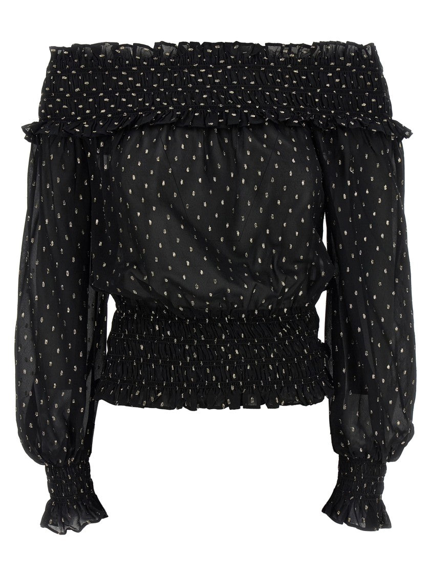 Self-Portrait 'Black And Gold Chiffon' Top