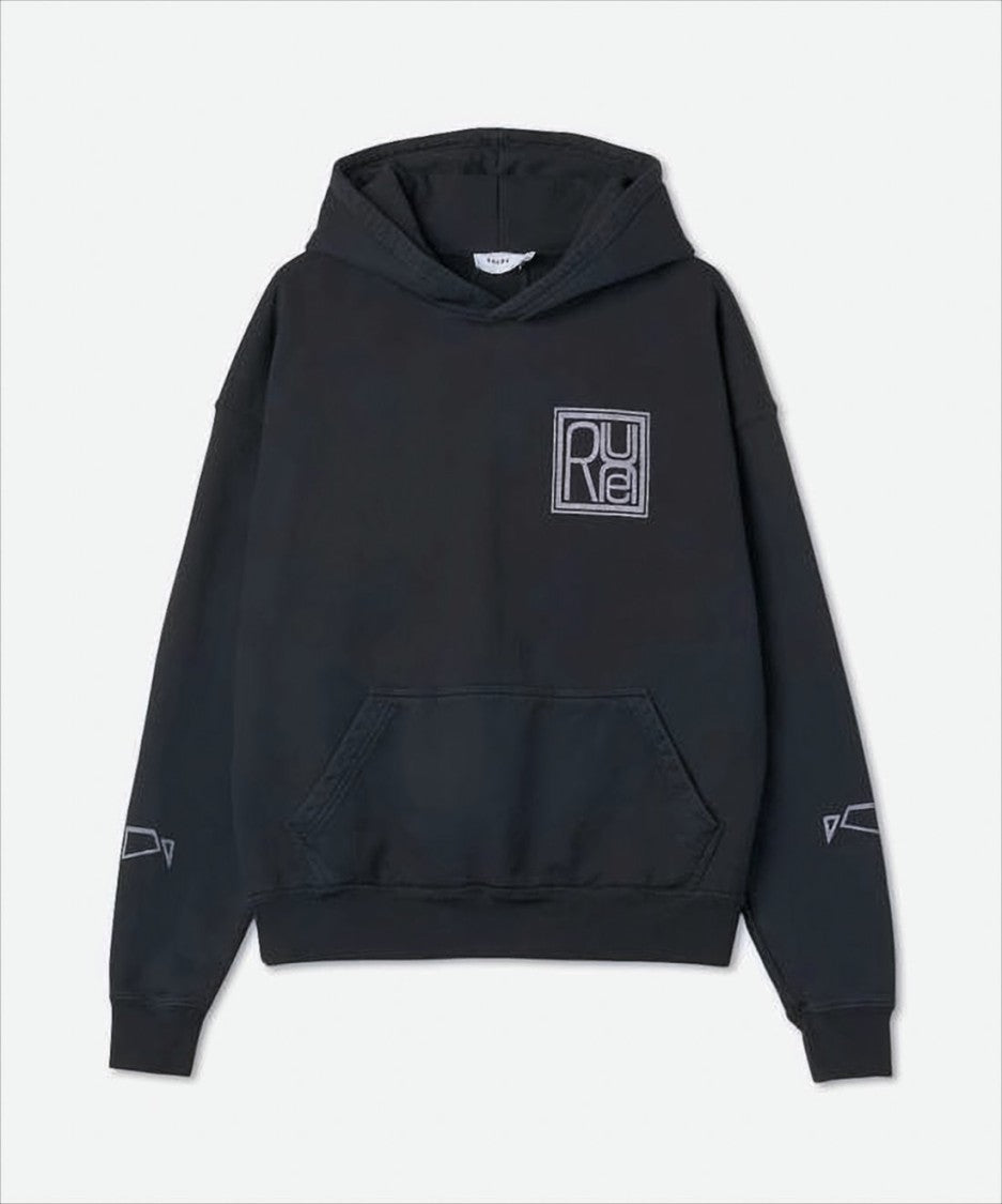 Rhude Relaxed Fit Black Hoodie With Bold Logo