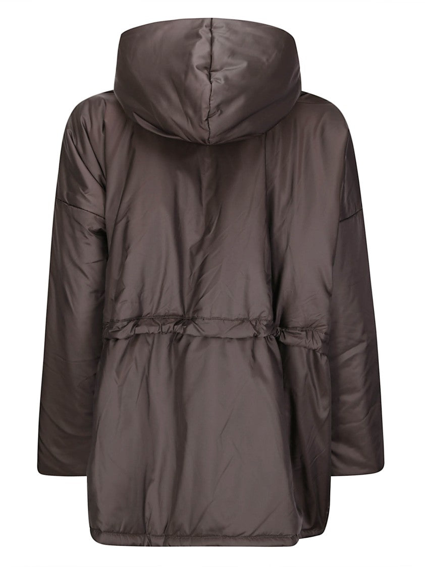 Kimono Rain Padded Sahariana Jacket With Asymmetrical Zip And Adjustable Waist