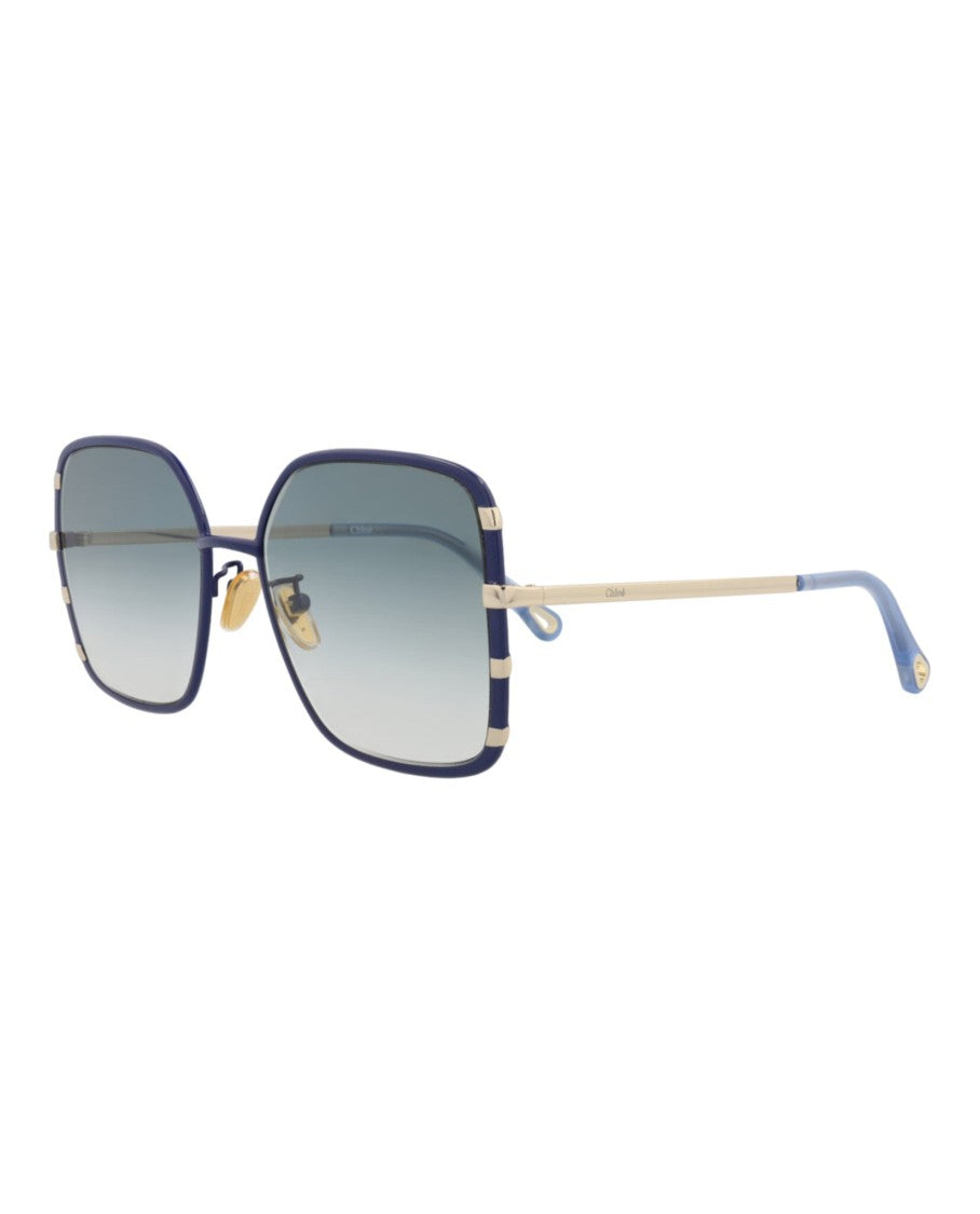 Chloé Square-Frame Metal Sunglasses