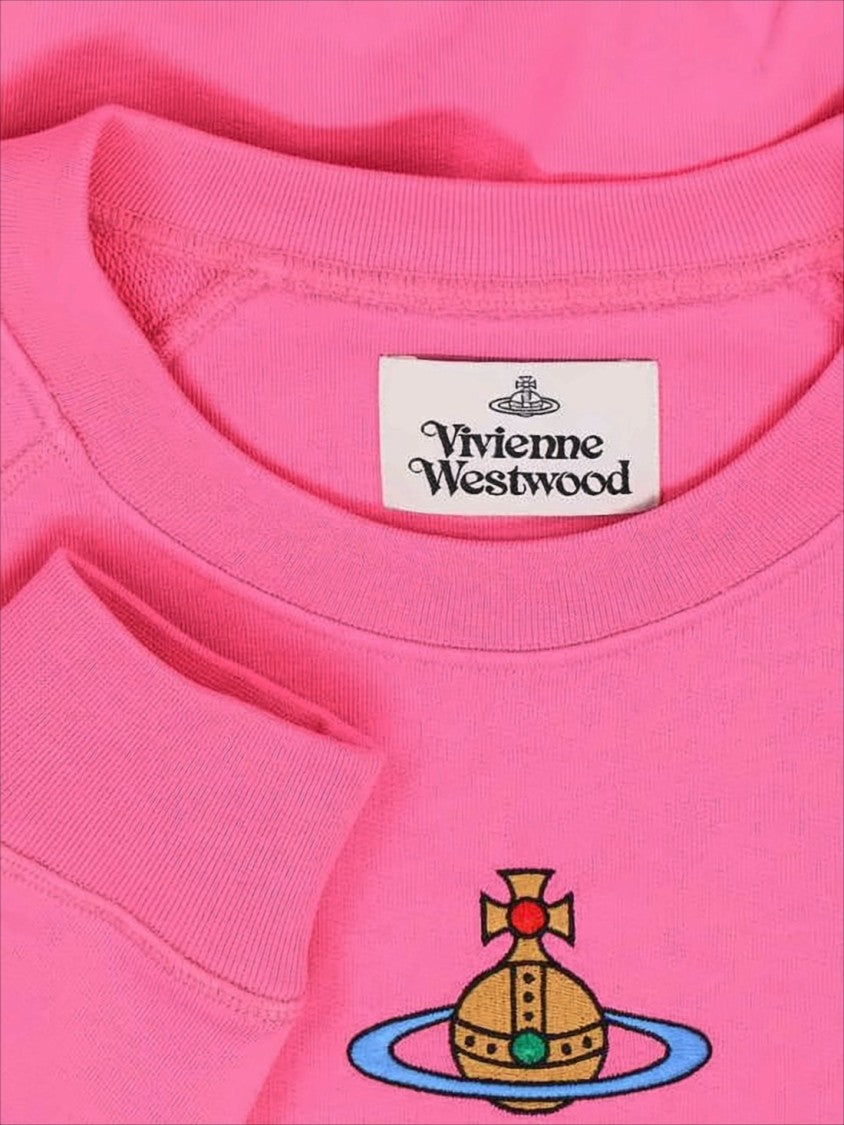 Vivienne Westwood Pink Cropped Sweatshirt With Embroidered Emblem