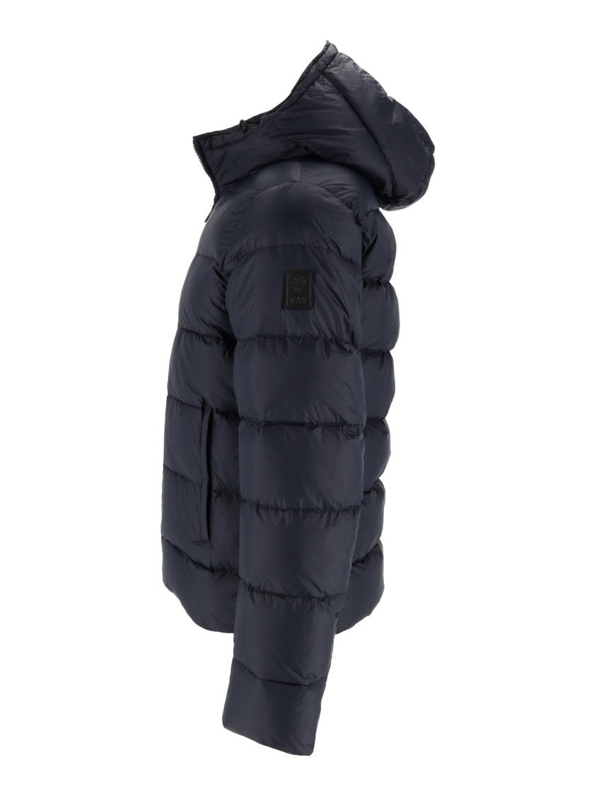 Fay Blue Hooded Cropped Padded Down Jacket