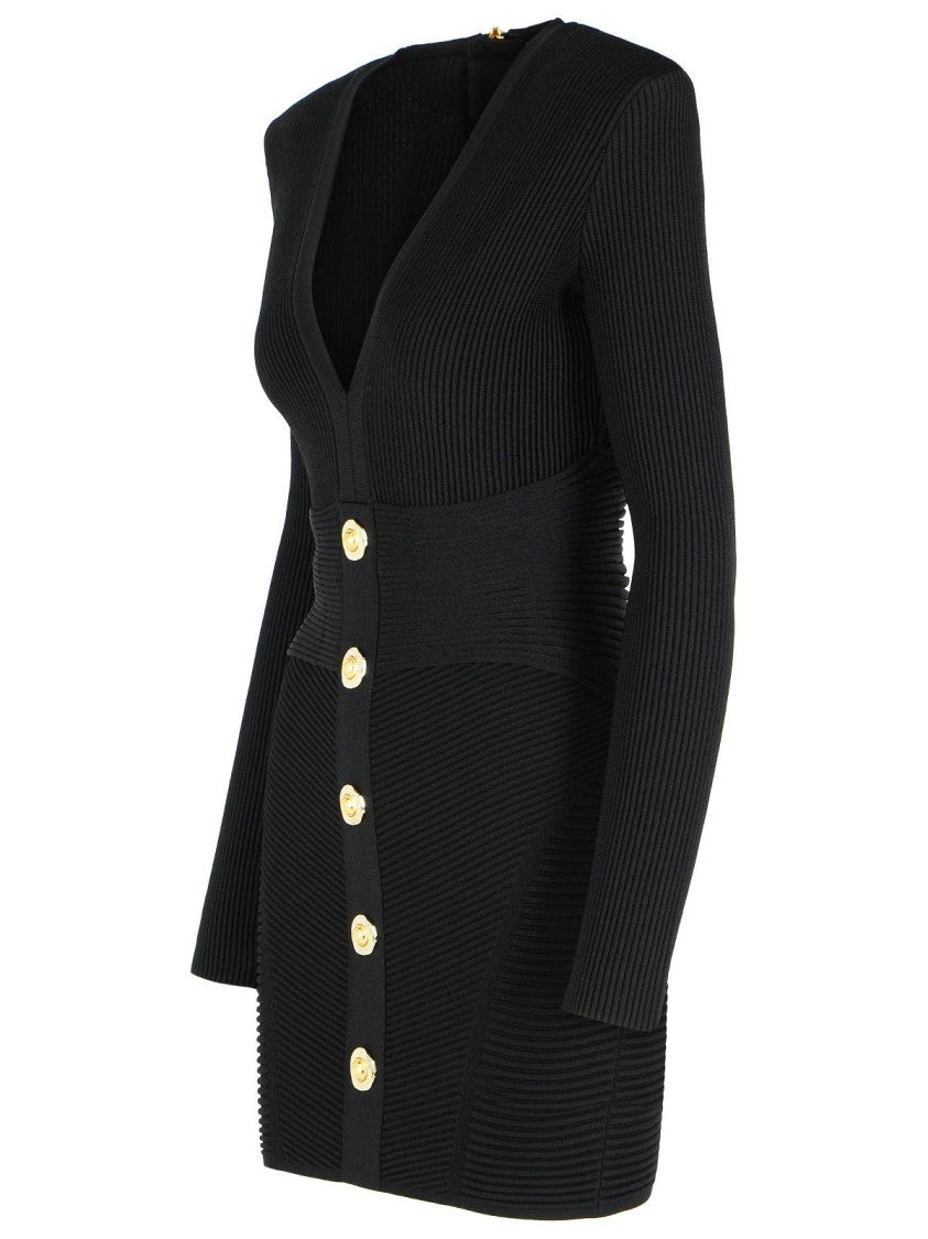Balmain Short Dress In Black Viscose Blend