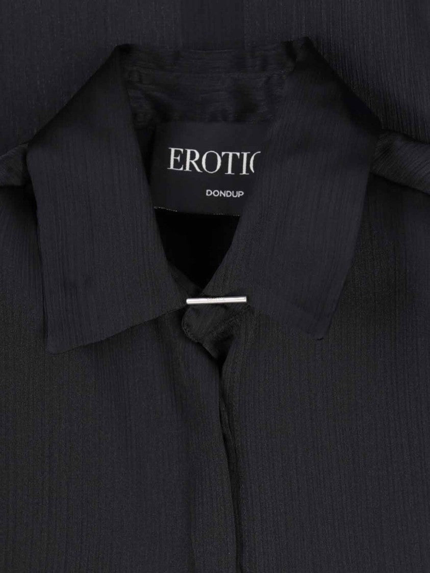 Dondup Black Chiffon Hidden Button Shirt