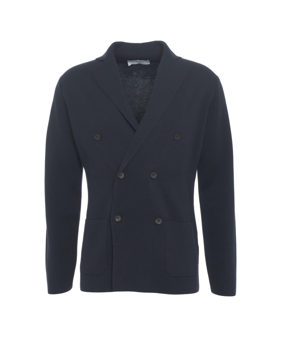 Gender Double-Breasted Blazer With Notch Lapel
