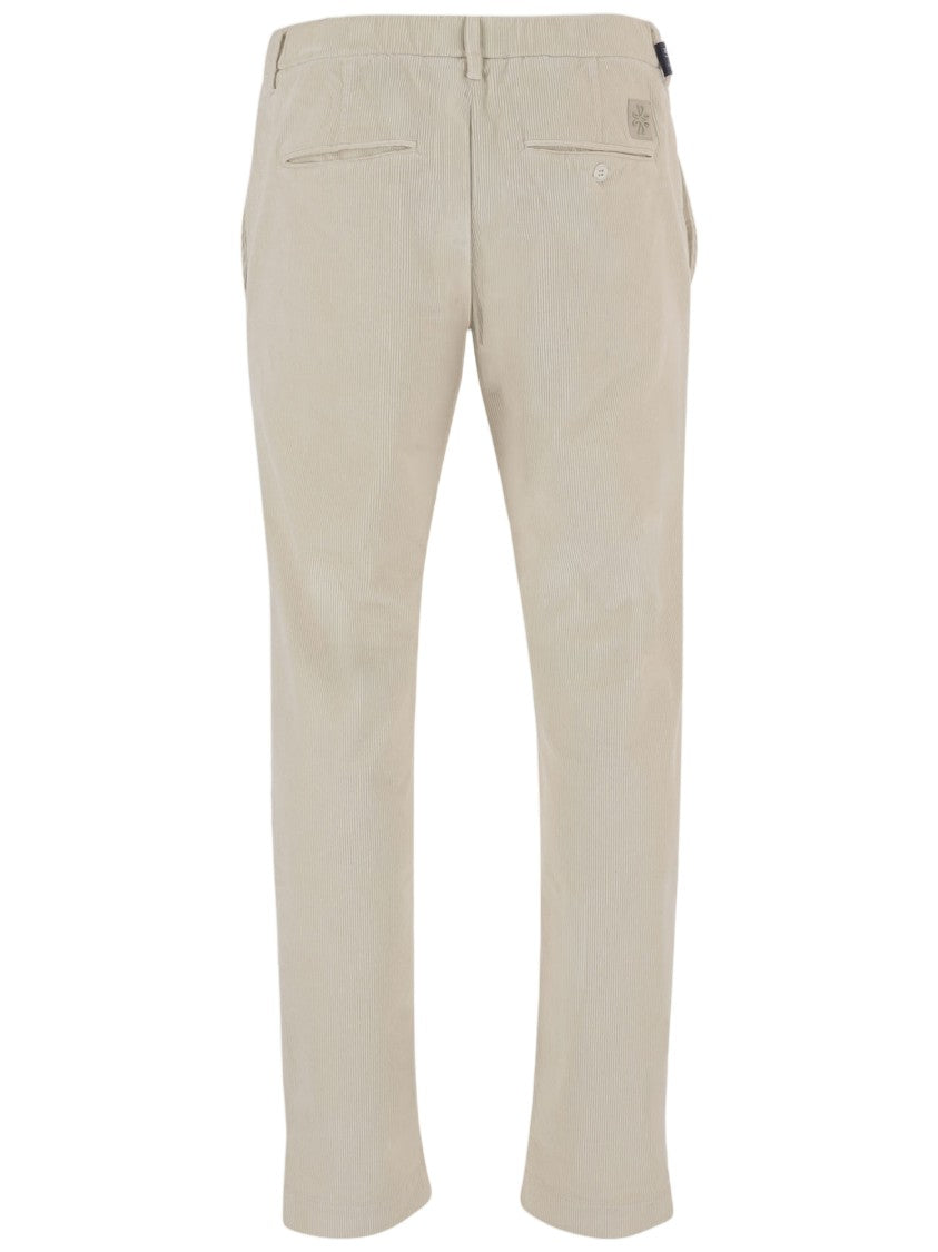 Jacob Cohen Ivory Stretch Cotton Velvet Straight-Leg Pants