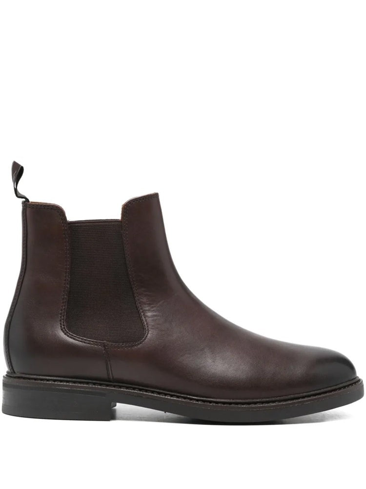 Polo Ralph Lauren Brown Chlsea Mid-Cut Elastic Side Panel Leather Ankle Boots