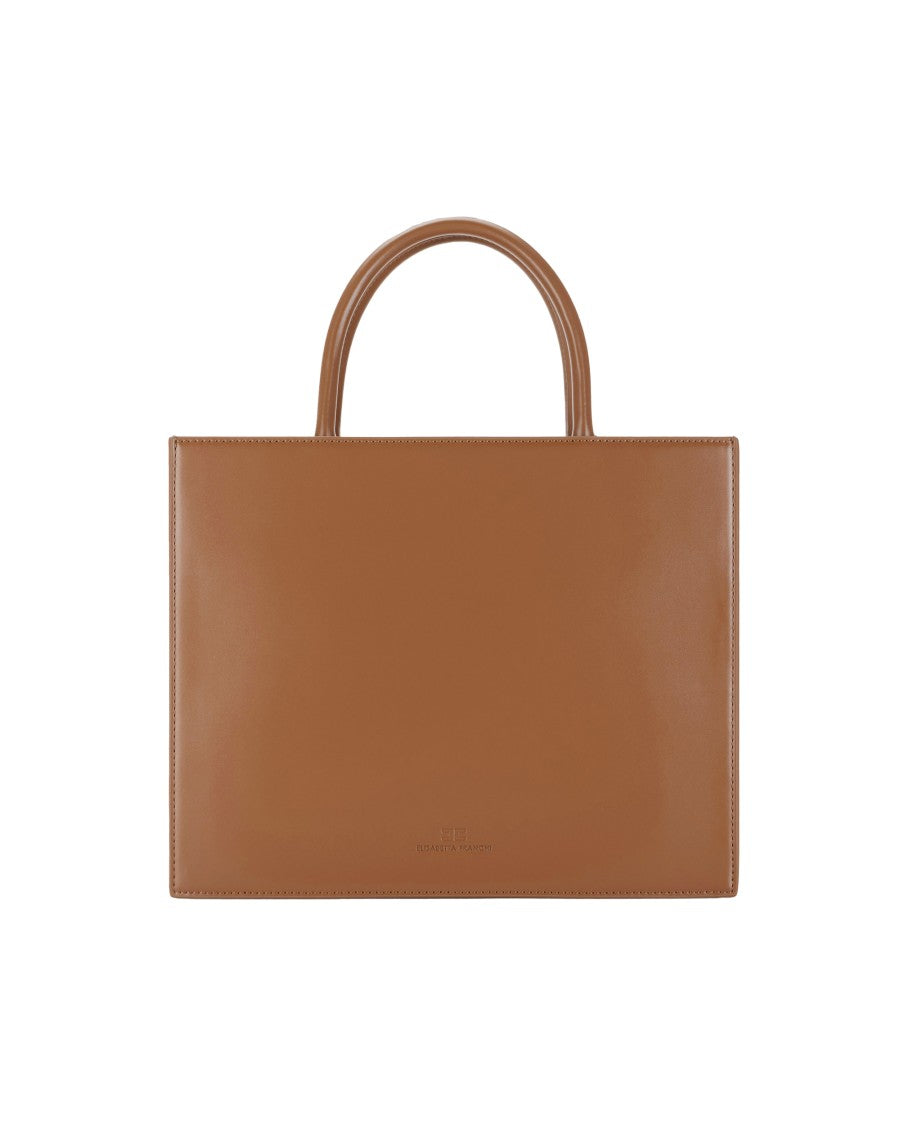 Elisabetta Franchi Structured Brown Synthetic Leather Tote With Dual Handles