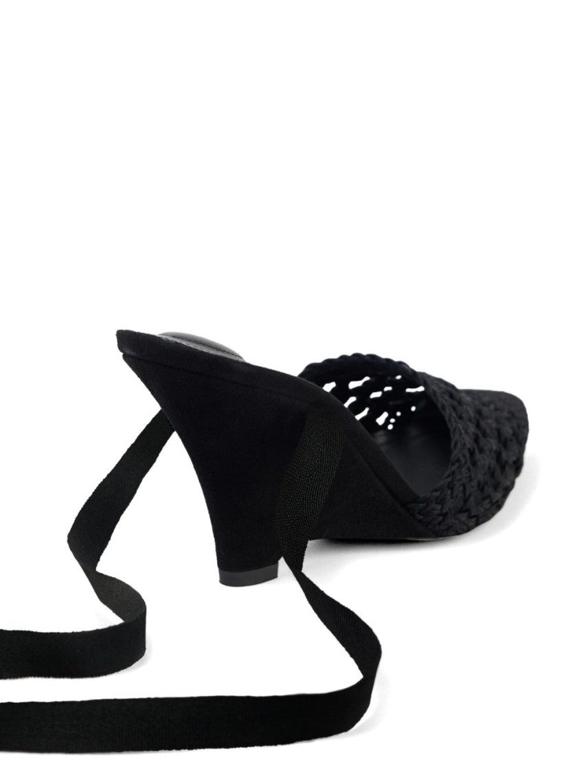 Jacquemus Black Lace-Up Pointed Wedge Flats