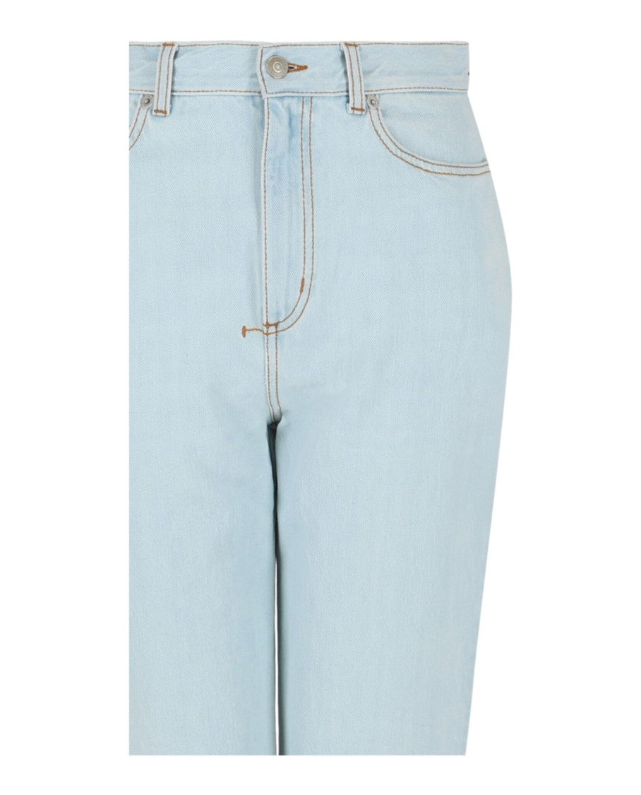 Alexander Mcqueen High-Rise Wide-Leg Jeans With Contrast Stitching