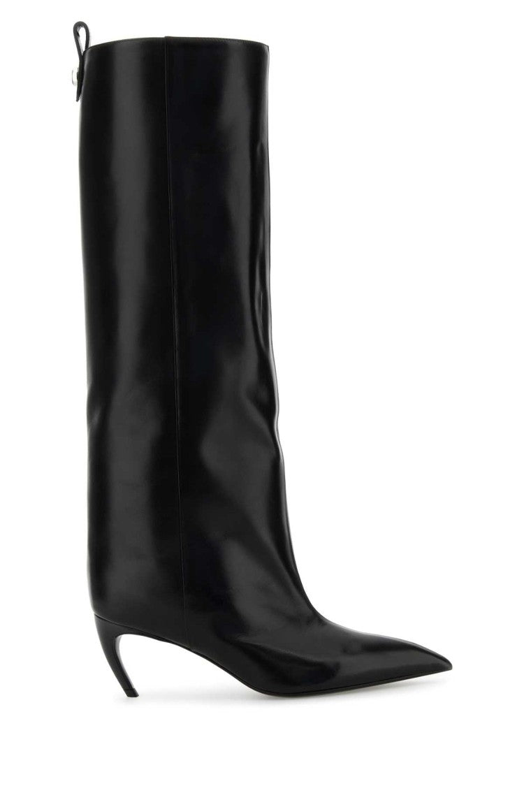 The Attico Black Leather Lea Boots