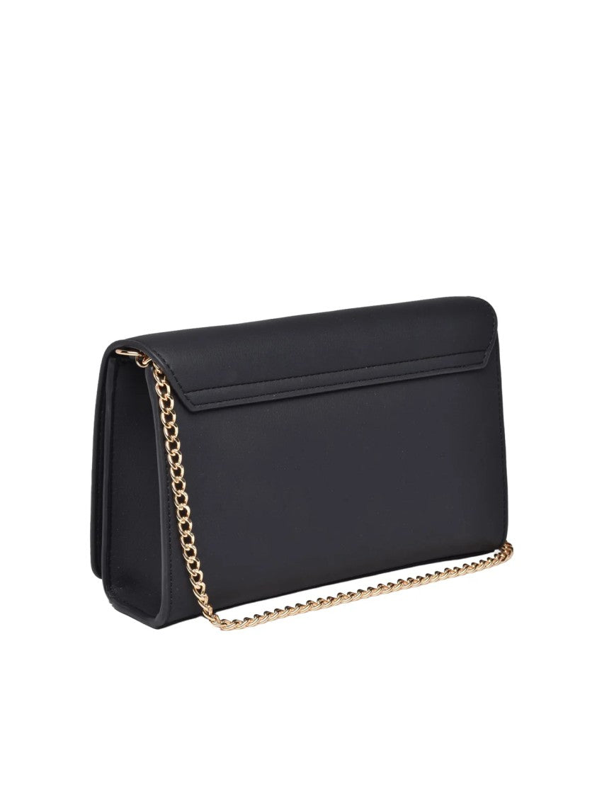 Love Moschino Black Polyurethane Clasp Crossbody Bag