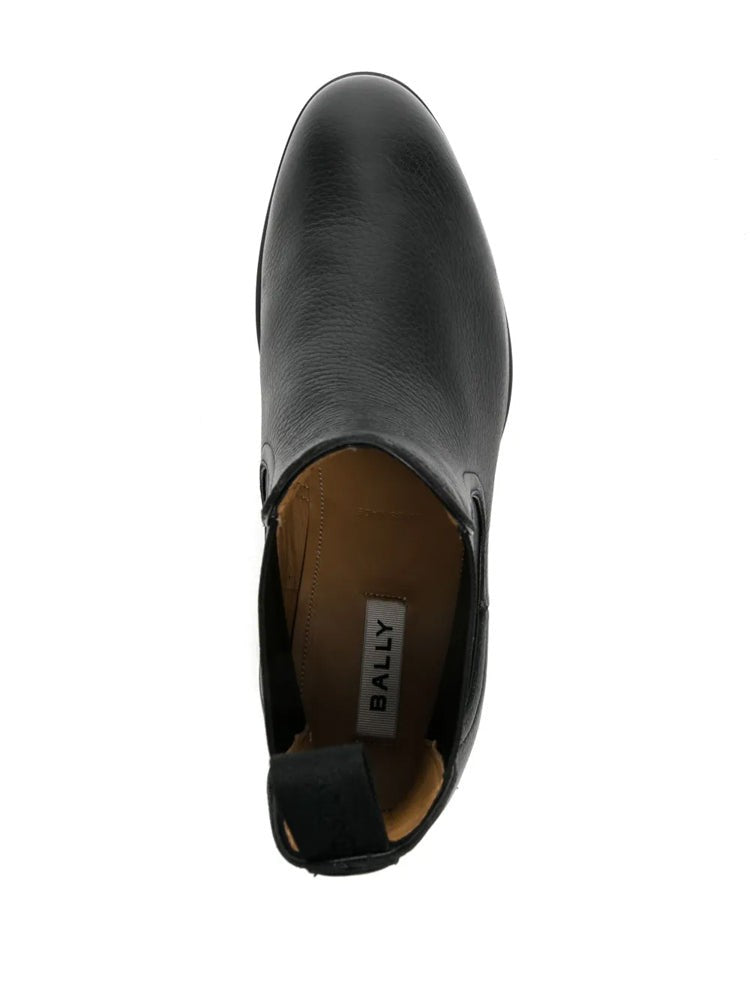 Bally Black Minimalist Elastic Panel Suede Ankle Boots
