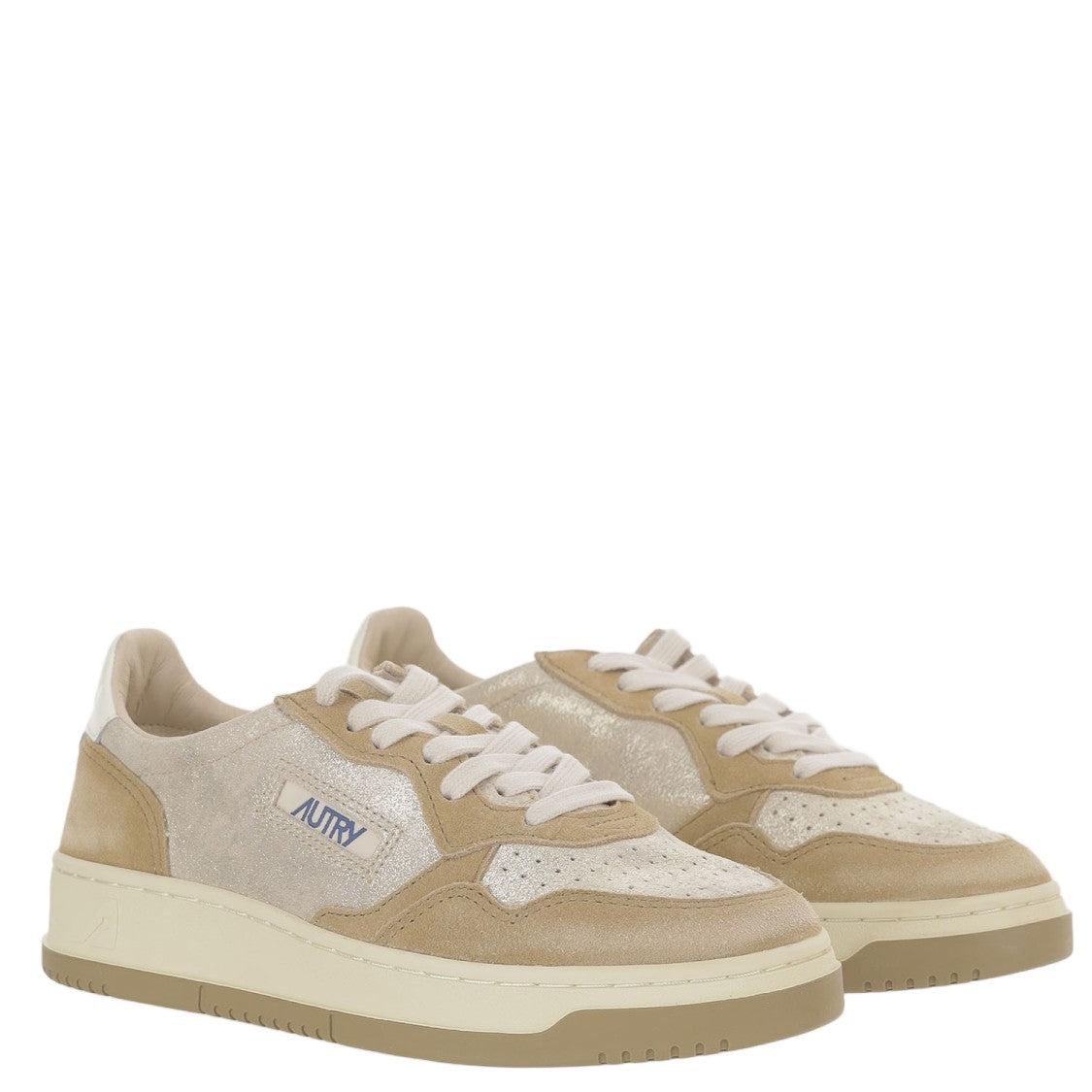 Autry Beige Suede Insert Leather Sneakers