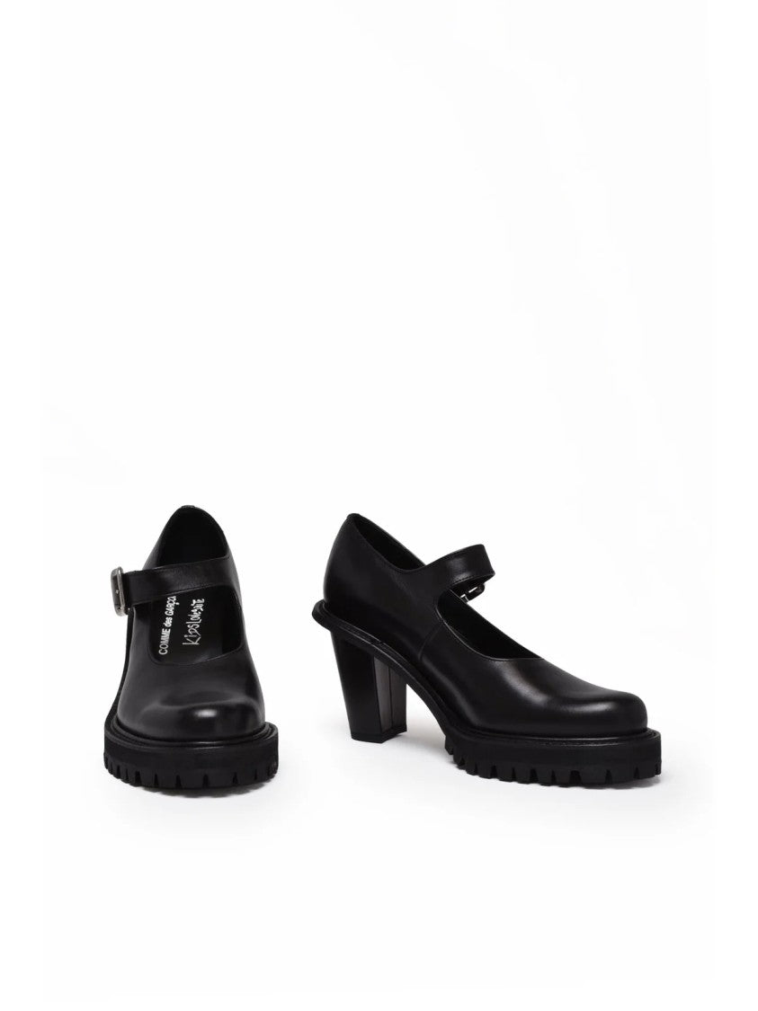 C.Des Garcons X Kids Love Gaite Black Chunky Sole Leather Strap Bebè Shoes