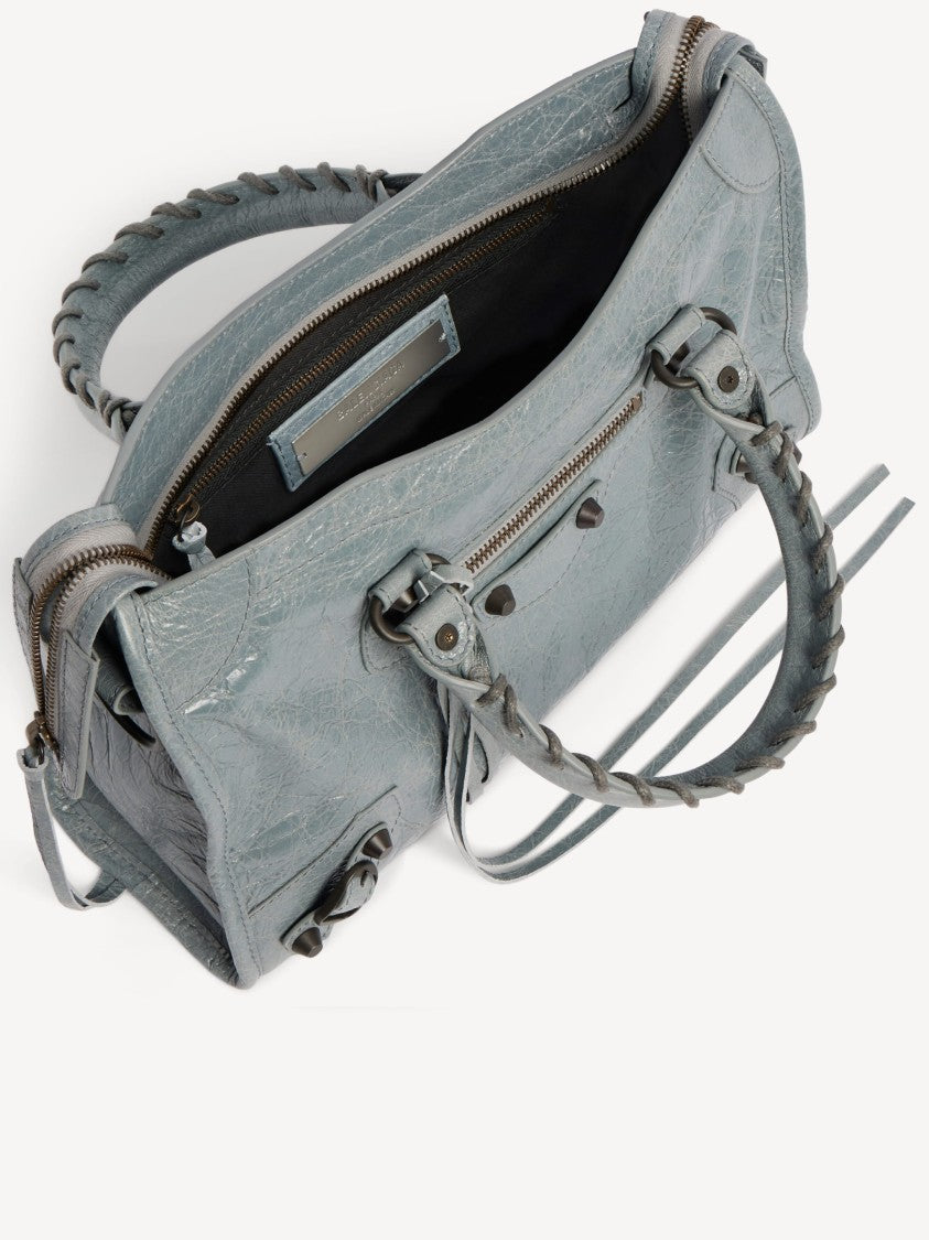 Balenciaga Textured Grey Leather Structured Handbag