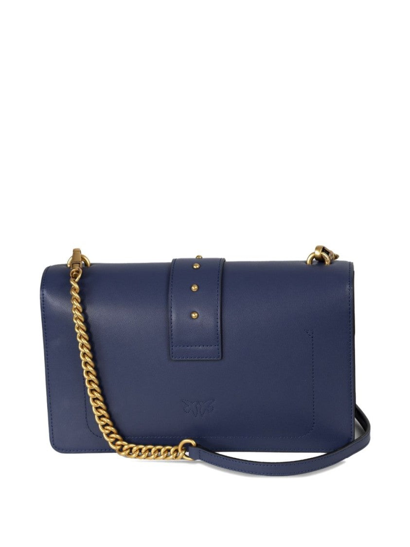 Pinko Rectangular Blue Leather Handbag