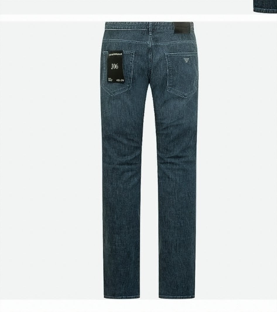 Emporio Armani Blue Mid Rise 5 Pocket Jeans