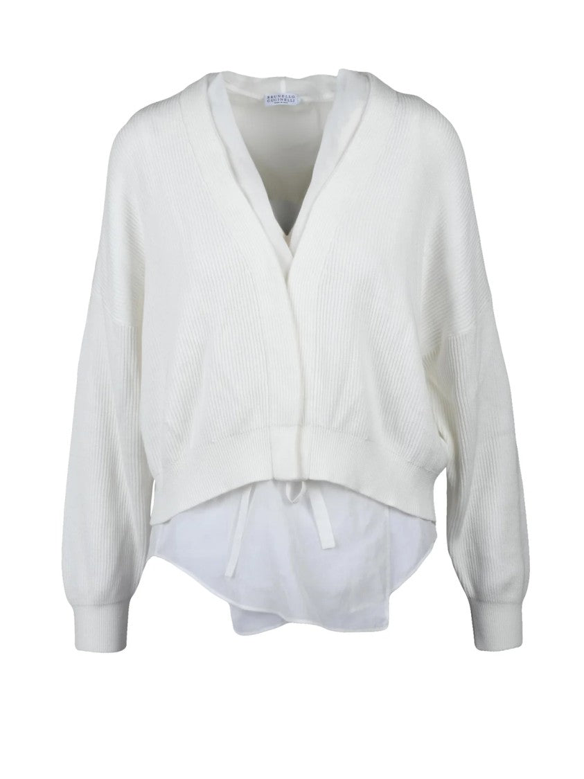 Brunello Cucinelli Open Cotton Cardigan - White