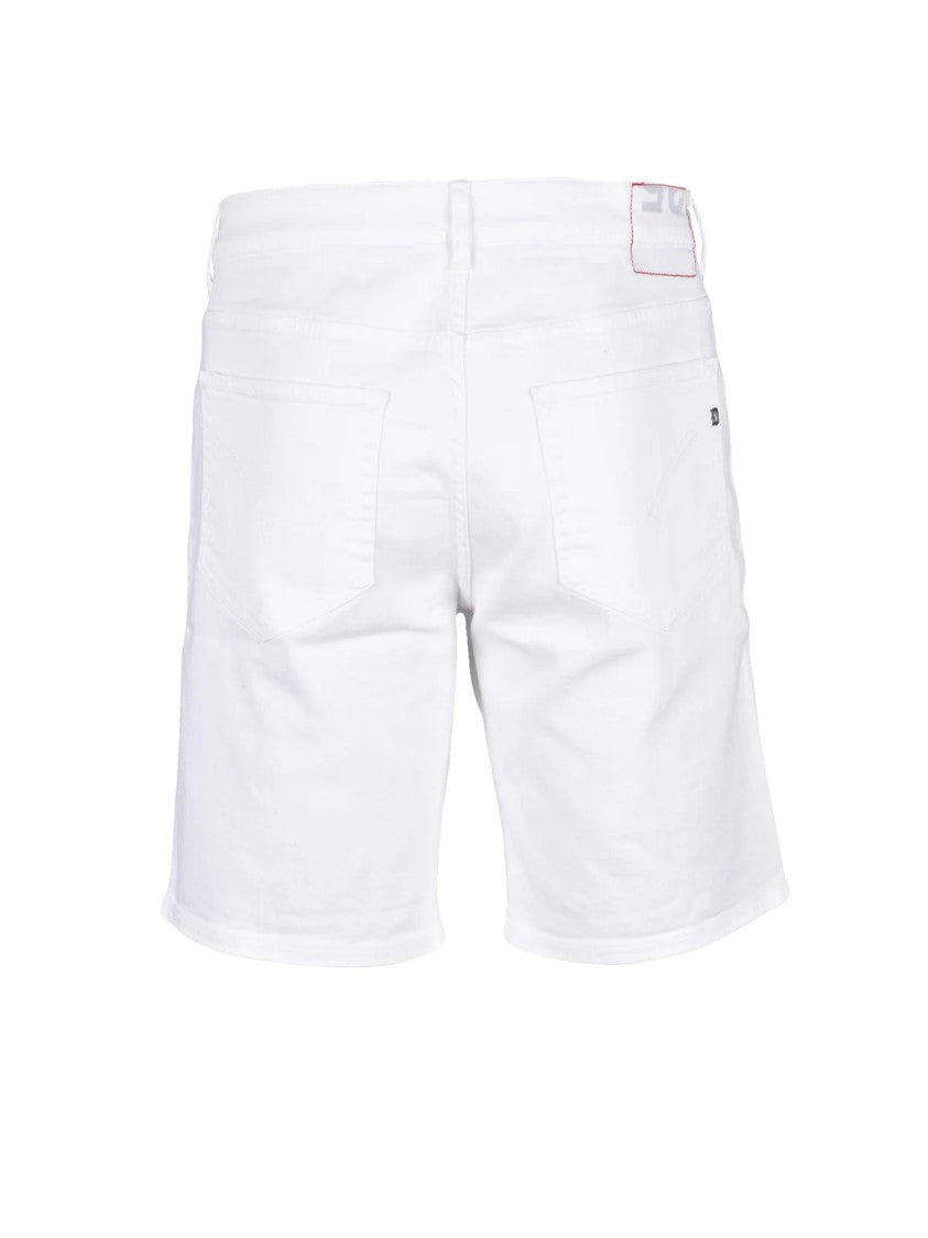 Dondup White Mid-Thigh Zip Closure Stretch Cotton Shorts